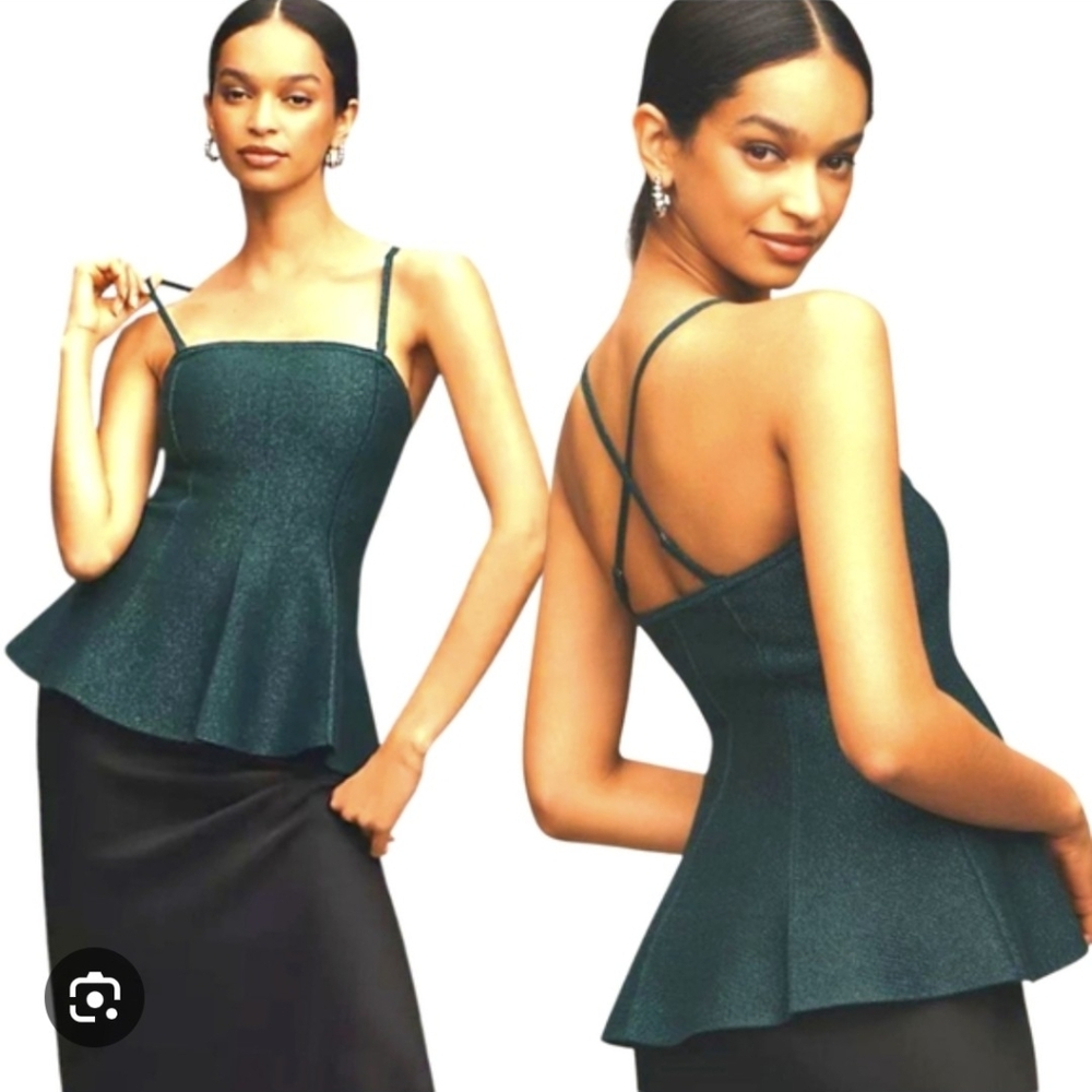 Anthropologie Sparkling Emerald Peplum Blouse